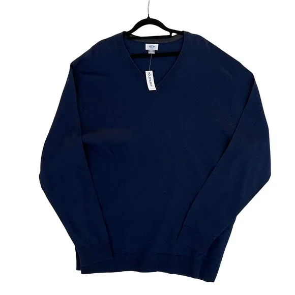 Old Navy Men's Navy Blue V-Neck Long Sleeve Lightweight Cotton Sweater XXXL - Picture 3 of 8